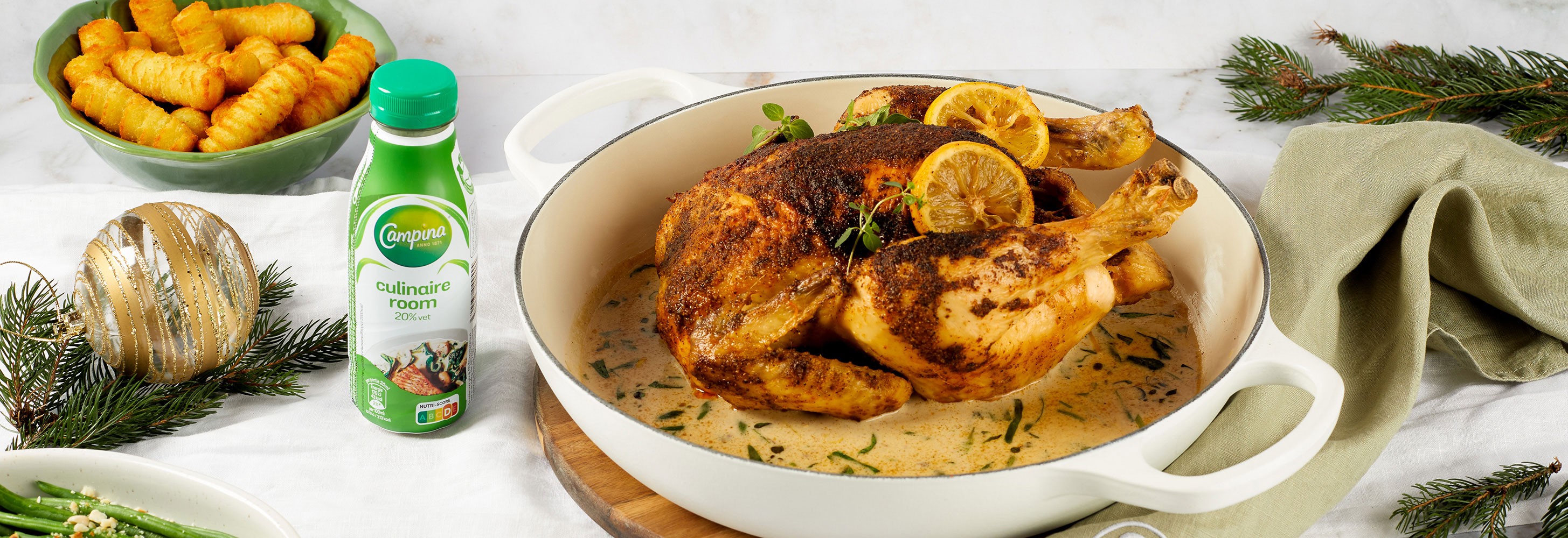 Poulet rôti avec sauce à la crème au citron et aux herbes